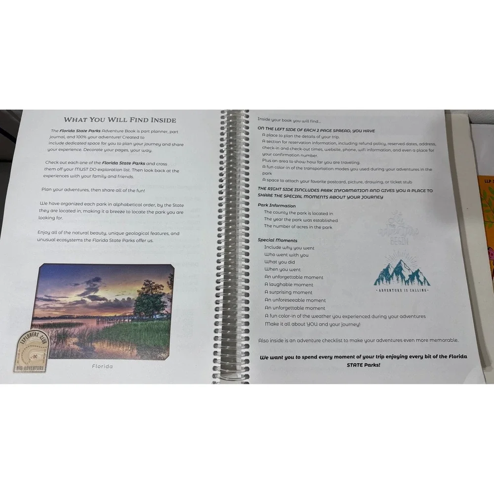 FLORIDA STATE PARKS ADVENTURE BOOK 10th Edition 2021 Journal Your Trips - Unused